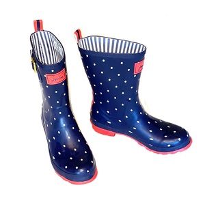 Joules Molly Welly Navy w/ Polka Dots Rain Boots